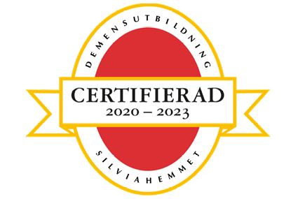 Symbol från Silviahemmet som bekräftar certifiering mellan åren 2020-2023.